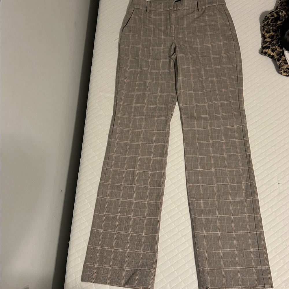 Express Beige Plaid Trousers